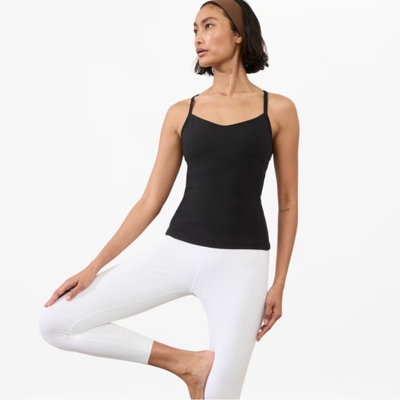 Athleta Vinyasa Support Top Womens Black Bra Keyhole Racerback - Picture 1 of 6